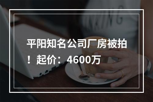 平阳知名公司厂房被拍！起价：4600万