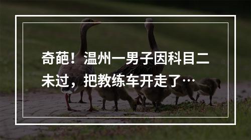 奇葩！温州一男子因科目二未过，把教练车开走了…