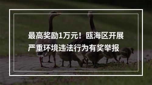 最高奖励1万元！瓯海区开展严重环境违法行为有奖举报