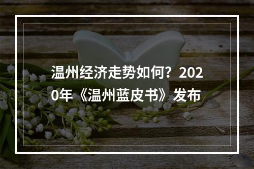 温州经济走势如何？2020年《温州蓝皮书》发布