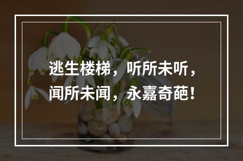 逃生楼梯，听所未听，闻所未闻，永嘉奇葩！
