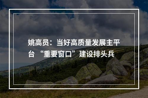 姚高员：当好高质量发展主平台 “重要窗口”建设排头兵