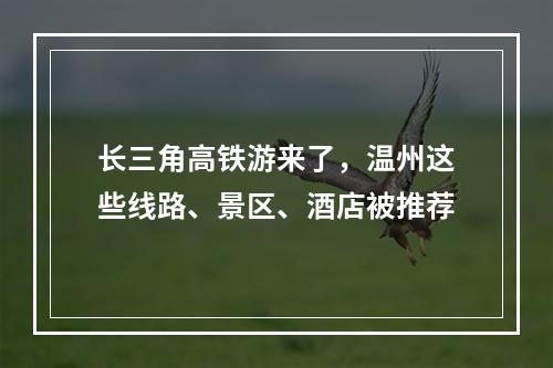 长三角高铁游来了，温州这些线路、景区、酒店被推荐