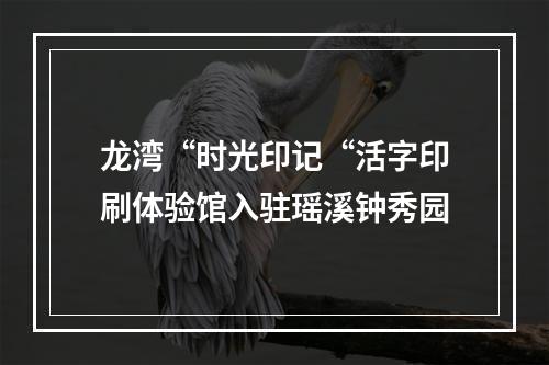 龙湾“时光印记“活字印刷体验馆入驻瑶溪钟秀园