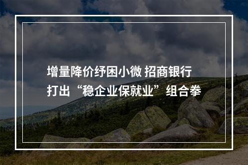 增量降价纾困小微 招商银行打出“稳企业保就业”组合拳