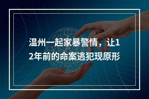 温州一起家暴警情，让12年前的命案逃犯现原形