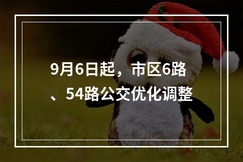 9月6日起，市区6路、54路公交优化调整