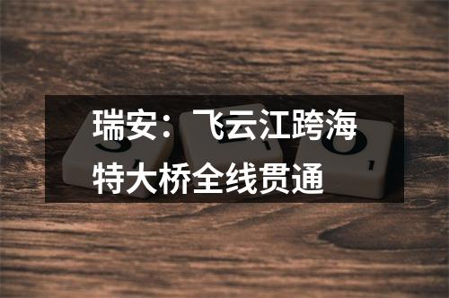 瑞安：飞云江跨海特大桥全线贯通