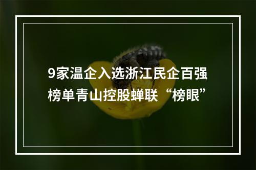 9家温企入选浙江民企百强榜单青山控股蝉联“榜眼”