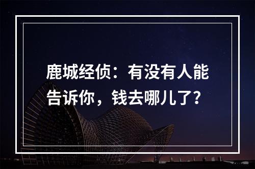 鹿城经侦：有没有人能告诉你，钱去哪儿了？
