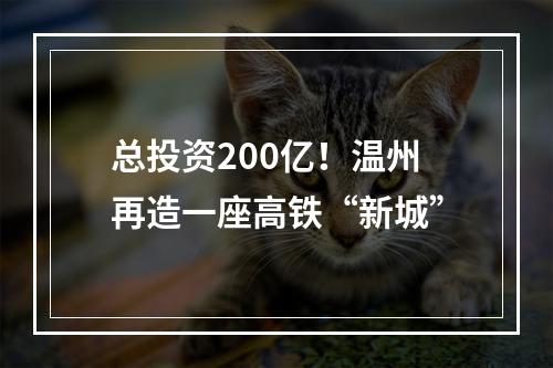 总投资200亿！温州再造一座高铁“新城”