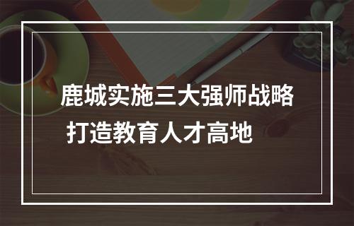 鹿城实施三大强师战略 打造教育人才高地