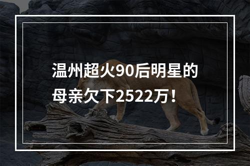 温州超火90后明星的母亲欠下2522万！