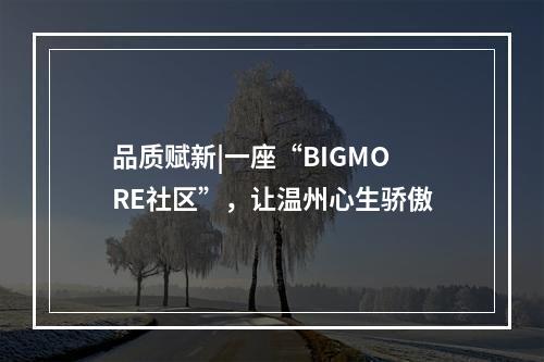 品质赋新|一座“BIGMORE社区”，让温州心生骄傲