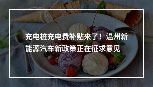 充电桩充电费补贴来了！温州新能源汽车新政策正在征求意见