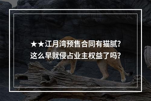 ★★江月湾预售合同有猫腻？这么早就侵占业主权益了吗？