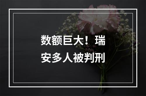 数额巨大！瑞安多人被判刑