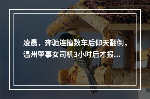 凌晨，奔驰连撞数车后仰天翻倒，温州肇事女司机3小时后才报警：以为交警凌晨不上班