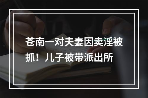 苍南一对夫妻因卖淫被抓！儿子被带派出所