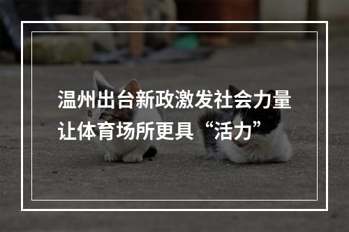 温州出台新政激发社会力量让体育场所更具“活力”