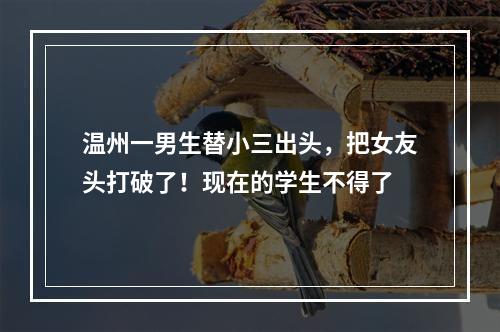 温州一男生替小三出头，把女友头打破了！现在的学生不得了
