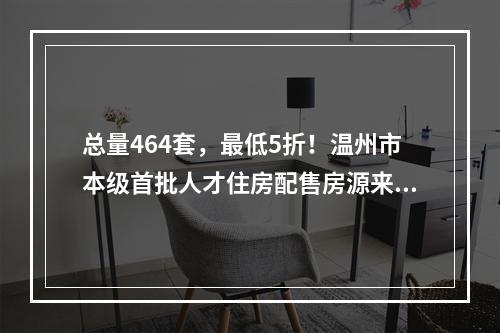 总量464套，最低5折！温州市本级首批人才住房配售房源来了