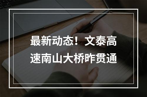 最新动态！文泰高速南山大桥昨贯通