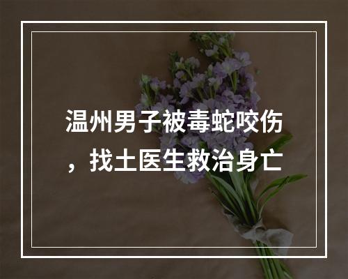 温州男子被毒蛇咬伤，找土医生救治身亡