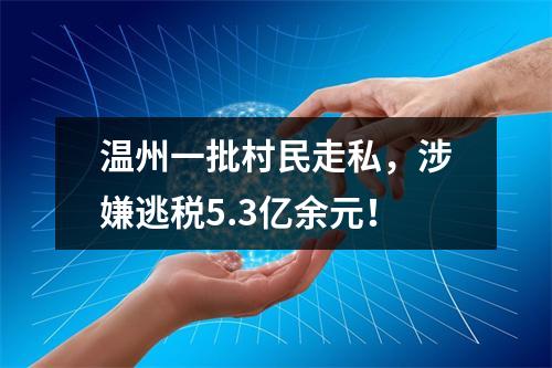 温州一批村民走私，涉嫌逃税5.3亿余元！