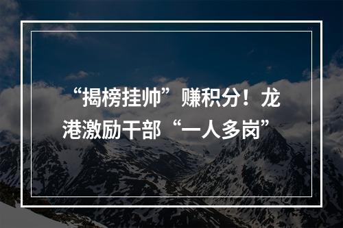 “揭榜挂帅”赚积分！龙港激励干部“一人多岗”