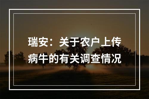 瑞安：关于农户上传病牛的有关调查情况