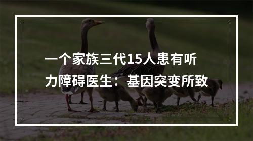 一个家族三代15人患有听力障碍医生：基因突变所致