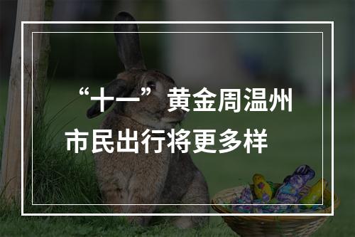 “十一”黄金周温州市民出行将更多样