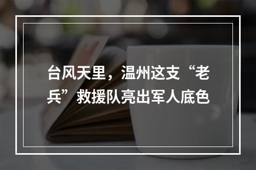 台风天里，温州这支“老兵”救援队亮出军人底色