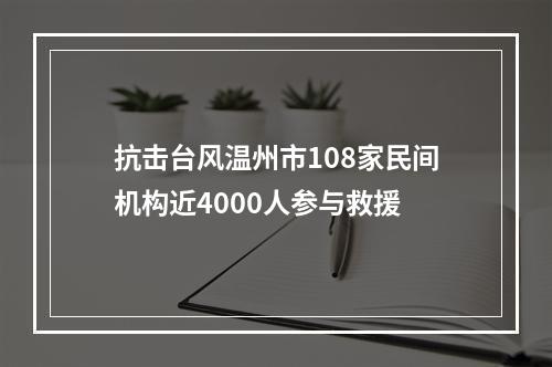 抗击台风温州市108家民间机构近4000人参与救援