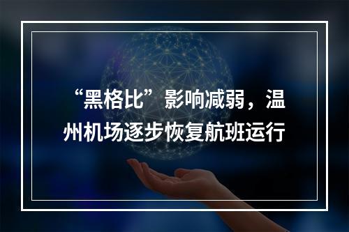“黑格比”影响减弱，温州机场逐步恢复航班运行