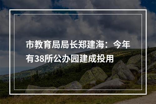 市教育局局长郑建海：今年有38所公办园建成投用