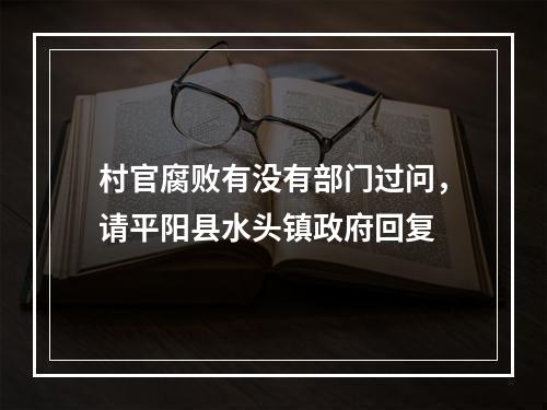 村官腐败有没有部门过问，请平阳县水头镇政府回复