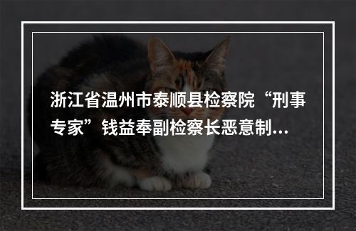 浙江省温州市泰顺县检察院“刑事专家”钱益奉副检察长恶意制造刑事虚假冤案的实名举