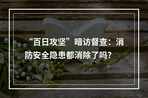 “百日攻坚”暗访督查：消防安全隐患都消除了吗？
