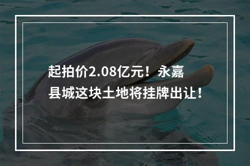 起拍价2.08亿元！永嘉县城这块土地将挂牌出让！