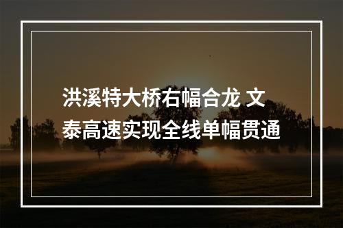 洪溪特大桥右幅合龙 文泰高速实现全线单幅贯通