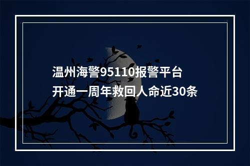 温州海警95110报警平台开通一周年救回人命近30条