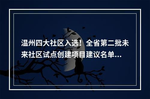 温州四大社区入选！全省第二批未来社区试点创建项目建议名单来了