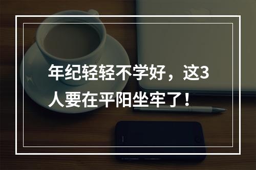 年纪轻轻不学好，这3人要在平阳坐牢了！