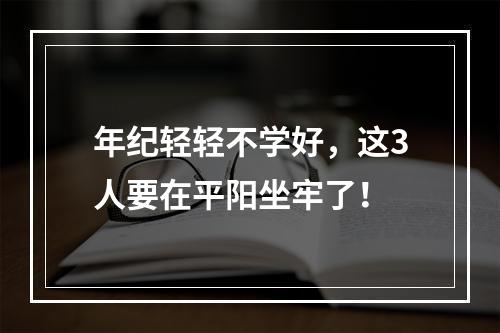 年纪轻轻不学好，这3人要在平阳坐牢了！