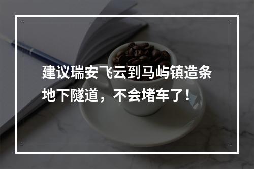 建议瑞安飞云到马屿镇造条地下隧道，不会堵车了！
