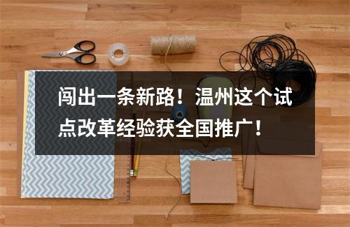 闯出一条新路！温州这个试点改革经验获全国推广！