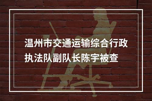 温州市交通运输综合行政执法队副队长陈宇被查