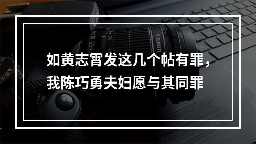 如黄志霄发这几个帖有罪，我陈巧勇夫妇愿与其同罪